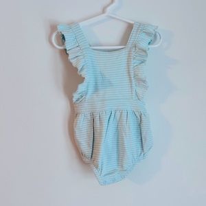 NWT mint striped ruffle romper